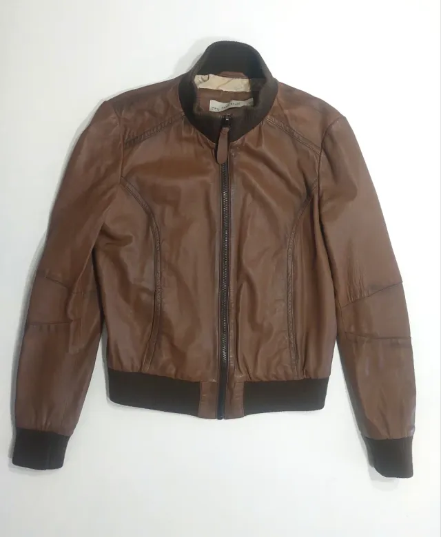 Jaqueta de Couro Zara Marrom Tamanho L