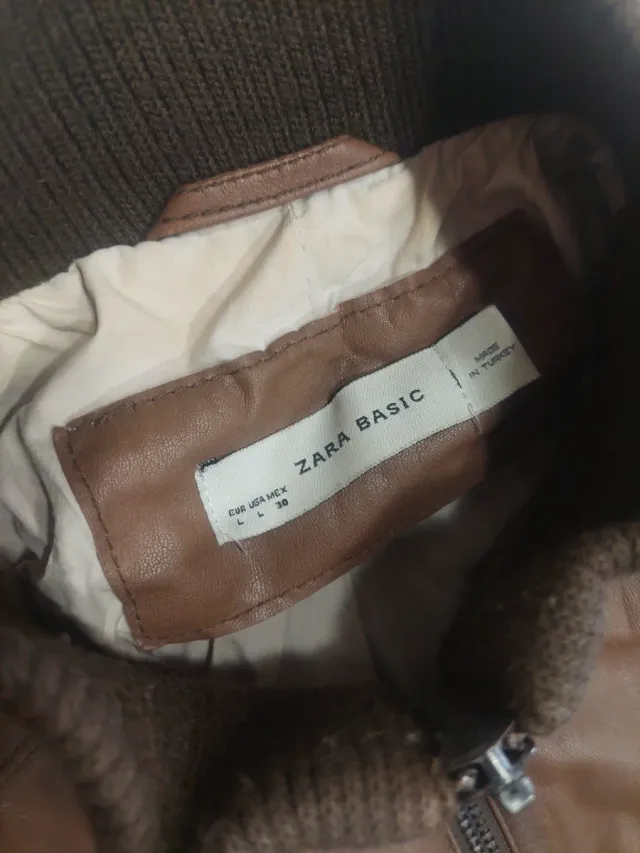 Jaqueta de Couro Zara Marrom Tamanho L