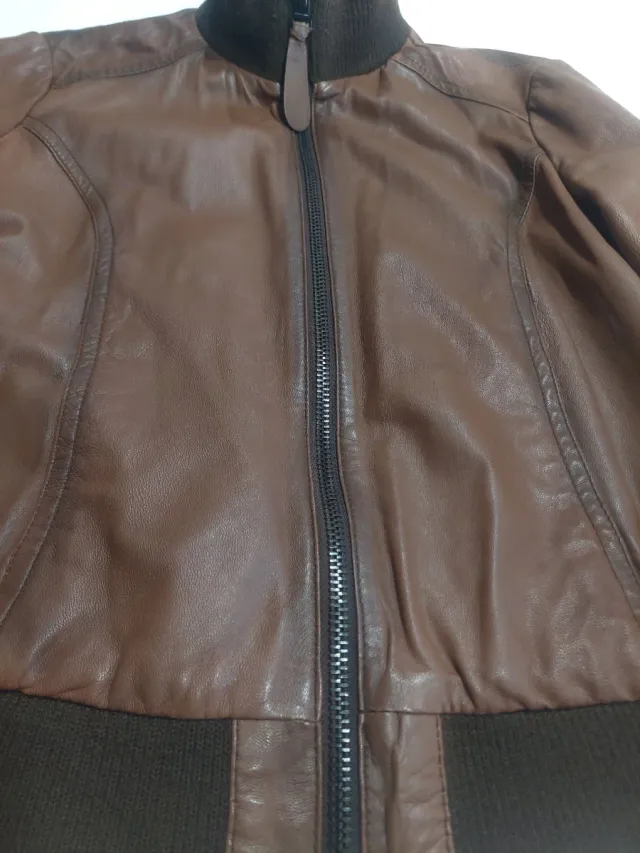 Jaqueta de Couro Zara Marrom Tamanho L