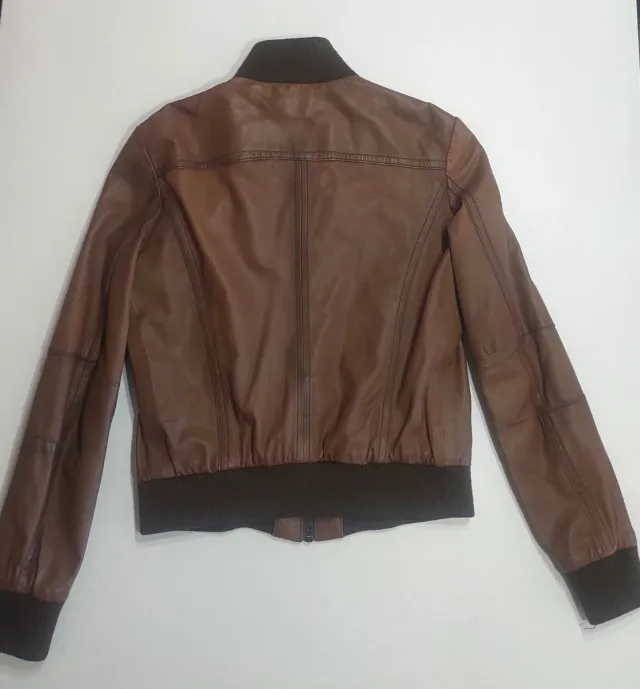 Jaqueta de Couro Zara Marrom Tamanho L