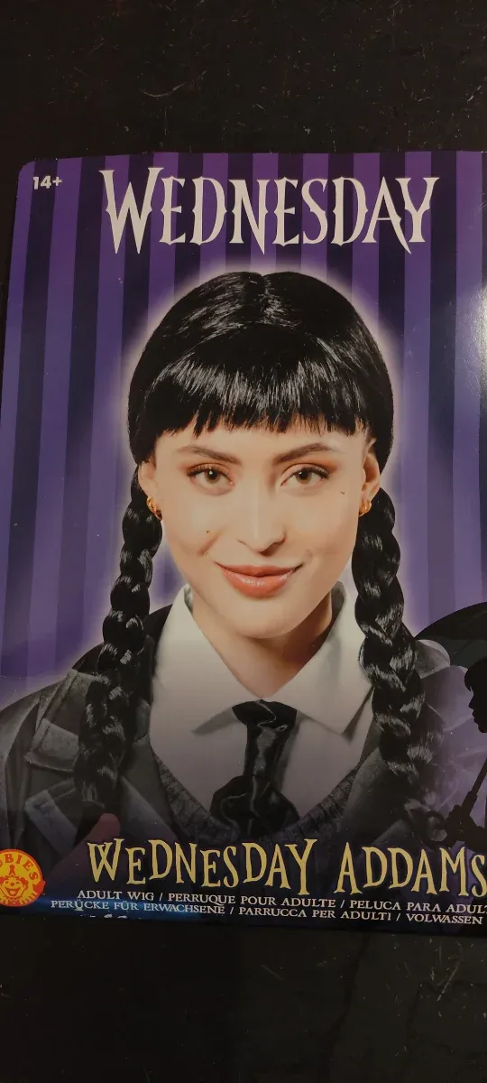 Peluca Wednesday Addams Trenzas Negra