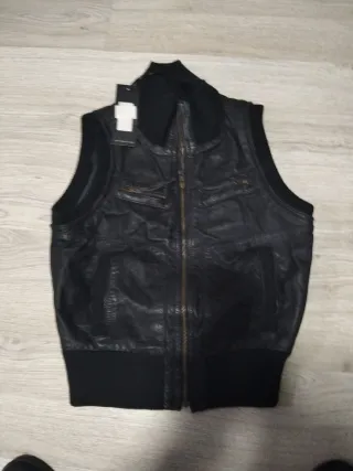 Chaleco Piel Pepe Jeans Negro Nuevo