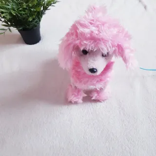 Mascota perrita caniche peluche rosa interactiva