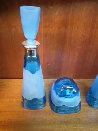 Juego Tocador Retro Cristal Azul