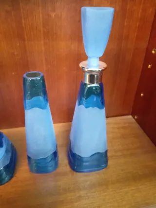 Juego Tocador Retro Cristal Azul
