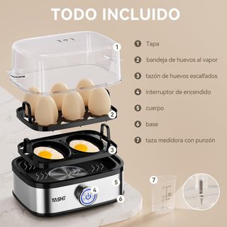 YASHE Cocedor de Huevos, 400 W Cocedor 6 huevos.