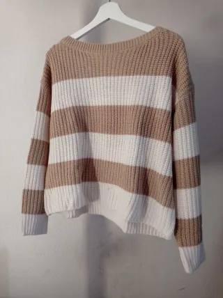 Jersey C&A rayas beige y blanco