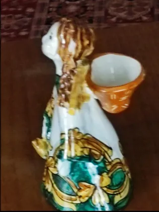 Angelo porta candela Vietri dipinto a mano