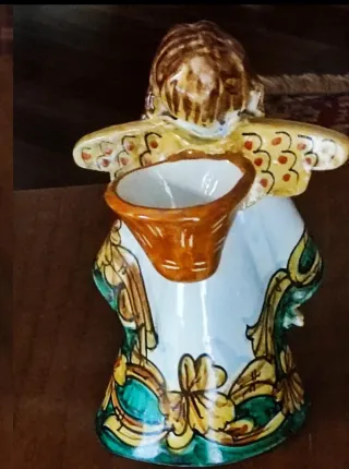 Angelo porta candela Vietri dipinto a mano