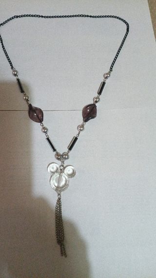 Collar Mickey Mouse con cadena negra y plateada