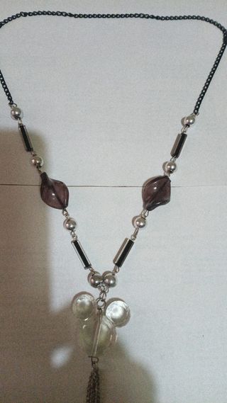 Collar Mickey Mouse con cadena negra y plateada