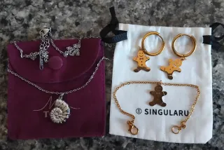 Collar, pendientes y pulsera de acero