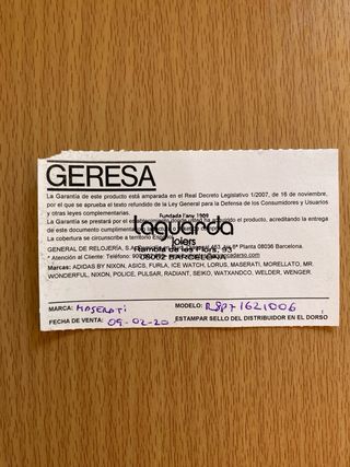 Reloj Maserati Auténtico con Papeles