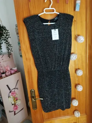Vestido fiesta negro plateado