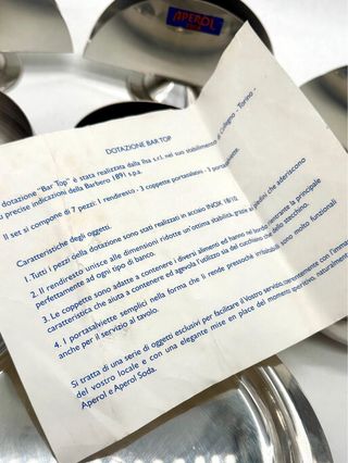 Set Bar Aperol Soda ILSA inox 18/10 – 7 pezzi NOS