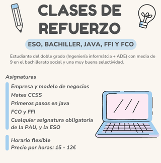 Clases particulares BACHILLER, PAU, ESO y UNI.