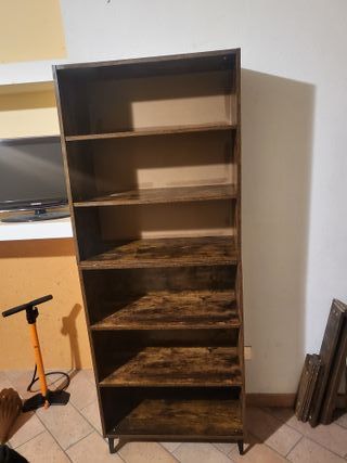 Libreria Organizer 6 Ripiani Legno Metallo