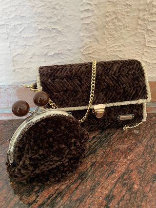 Borsetta Marrone Handmade Tessuto Morbido