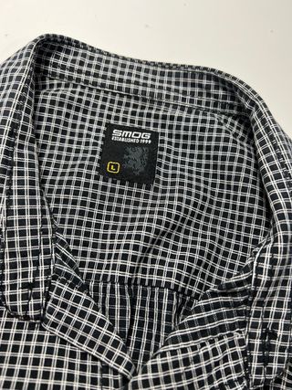 Camisa cuadros L hombre negra