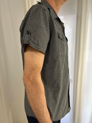 Camisa cuadros L hombre negra