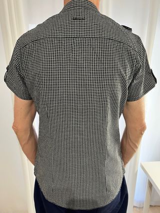 Camisa cuadros L hombre negra