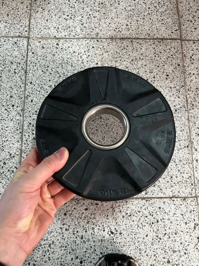 Barra Z + discos pesas gimnasio + agarre en V