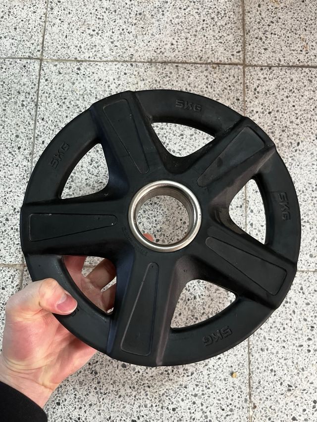 Barra Z + discos pesas gimnasio + agarre en V