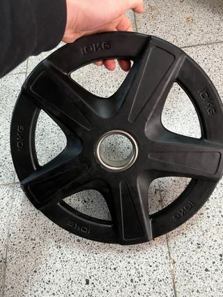 Barra Z + discos pesas gimnasio + agarre en V