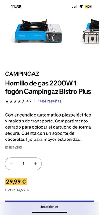 Fornello a gas + cartuccia NUOVO