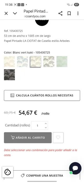 Papel pintado árboles Caselio