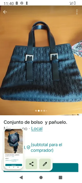 Conjunto bolso y pañuelo negro