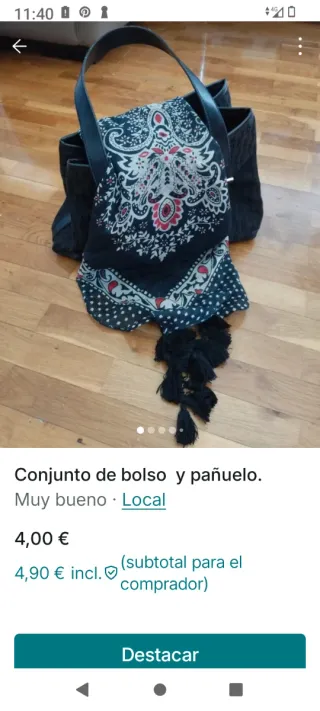 Conjunto bolso y pañuelo negro