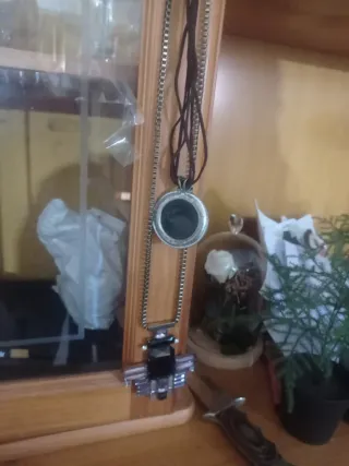 Collar mujer plata y negro