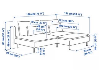 Sofá chaise longue azul grisáceo