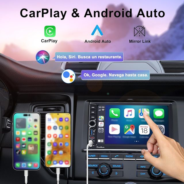 Radio Coche 1 DIN BT CarPlay Android Auto