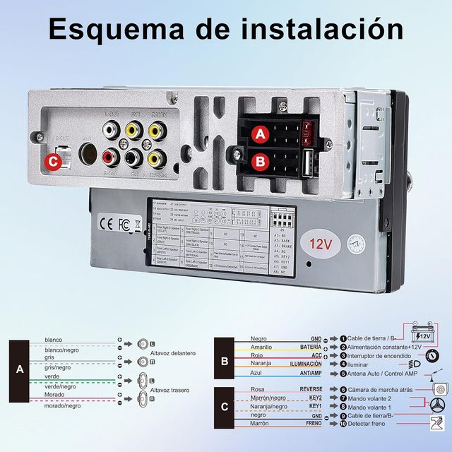 Radio Coche 1 DIN BT CarPlay Android Auto