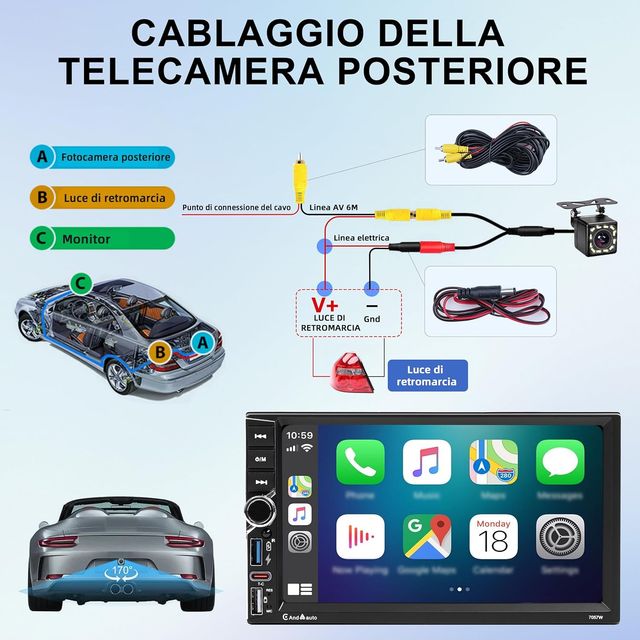 Radio Coche 1 DIN BT CarPlay Android Auto