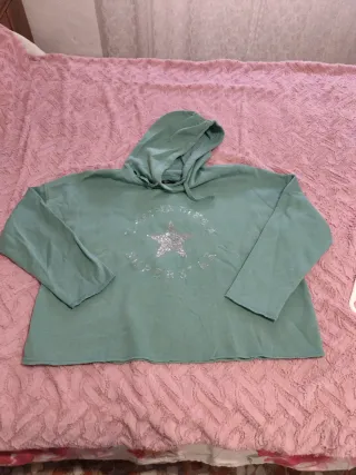 Sudadera verde claro mujer con capucha