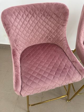 Juego de 2 Sillas Altas Terciopelo Rosa