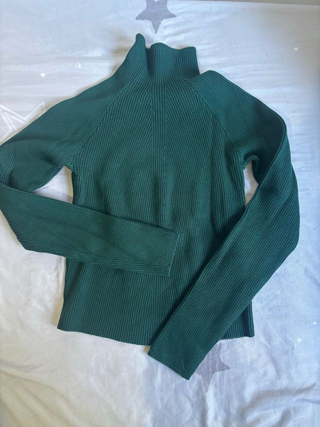 Bershka Top Cuello Alto Verde Talla L