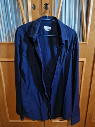 Camisa Zara Hombre Talla L Azul Marino