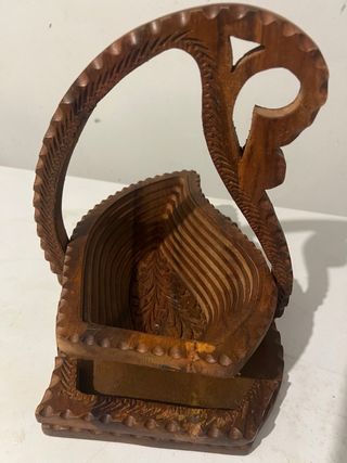 Cesto Pieghevole in Legno Decorato