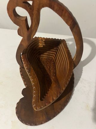 Cesto Pieghevole in Legno Decorato