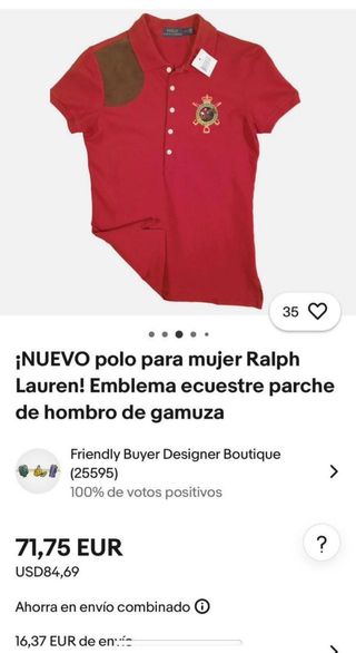 Polo Ralph Lauren Rojo Talla S