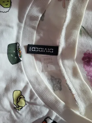 Camiseta H&M Sushi Manga Larga Blanca