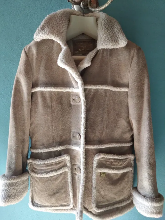 CHAQUETA INVIERNO PIEL ANTE Y BORREGO BEIGE 38/40