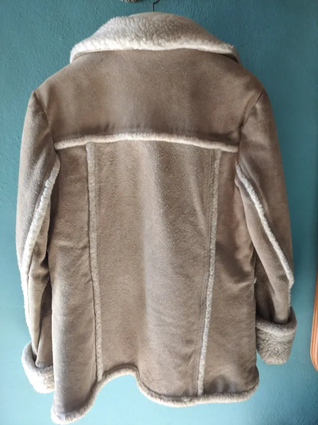 CHAQUETA INVIERNO PIEL ANTE Y BORREGO BEIGE 38/40