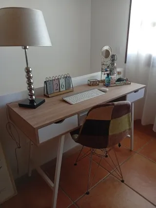 Escritorio Roble Claro y Blanco