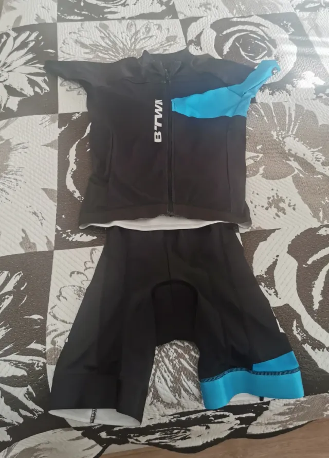 Lote ropa ciclismo Niño Btwin Negro/Azul