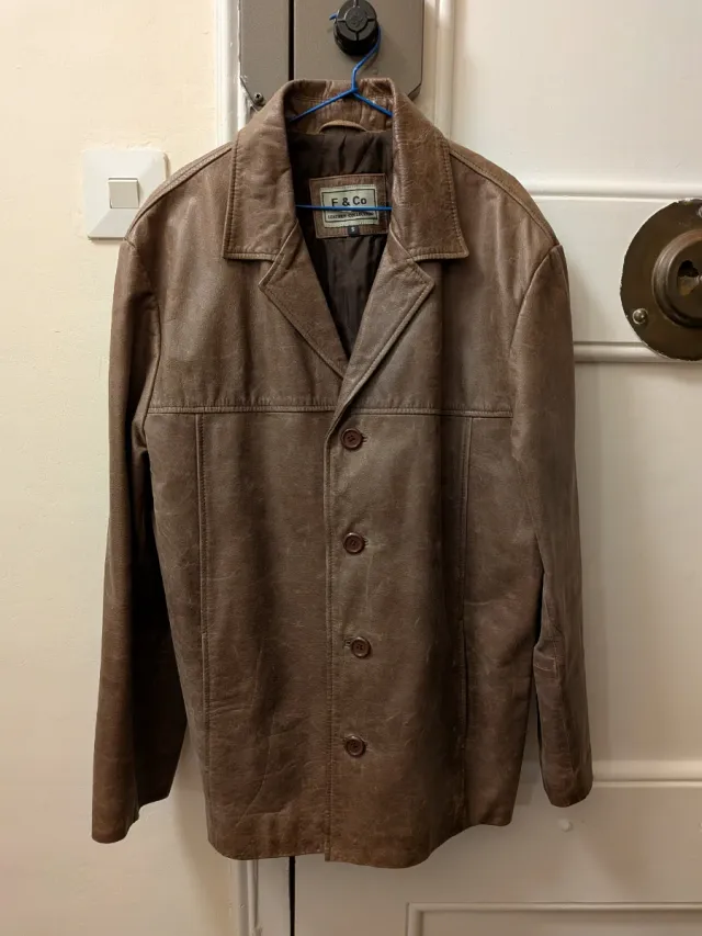 Chaqueta de cuero F & Co Marrón Talla S